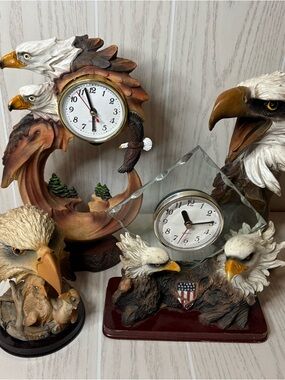 Vintage Patriotic Eagle Clocks  and Table Top Decor 80’s